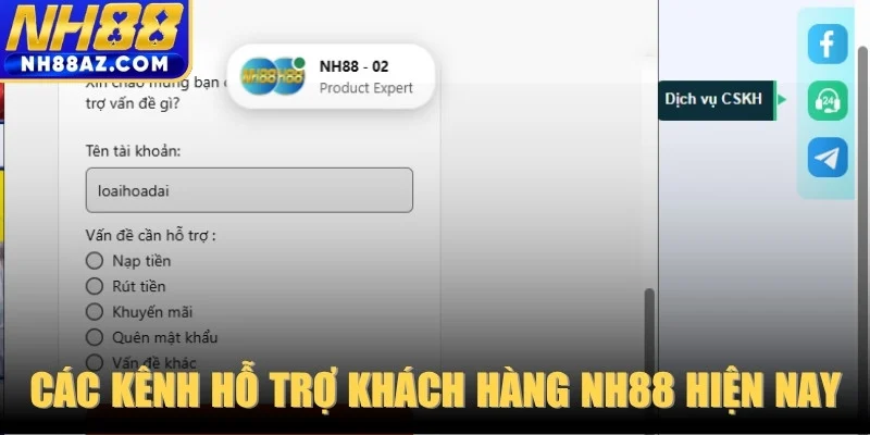 Các kênh hỗ trợ khách hàng NH88 hiện nay