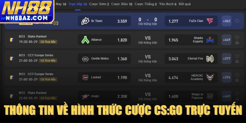 Thông tin về hình thức cược CS:GO trực tuyến